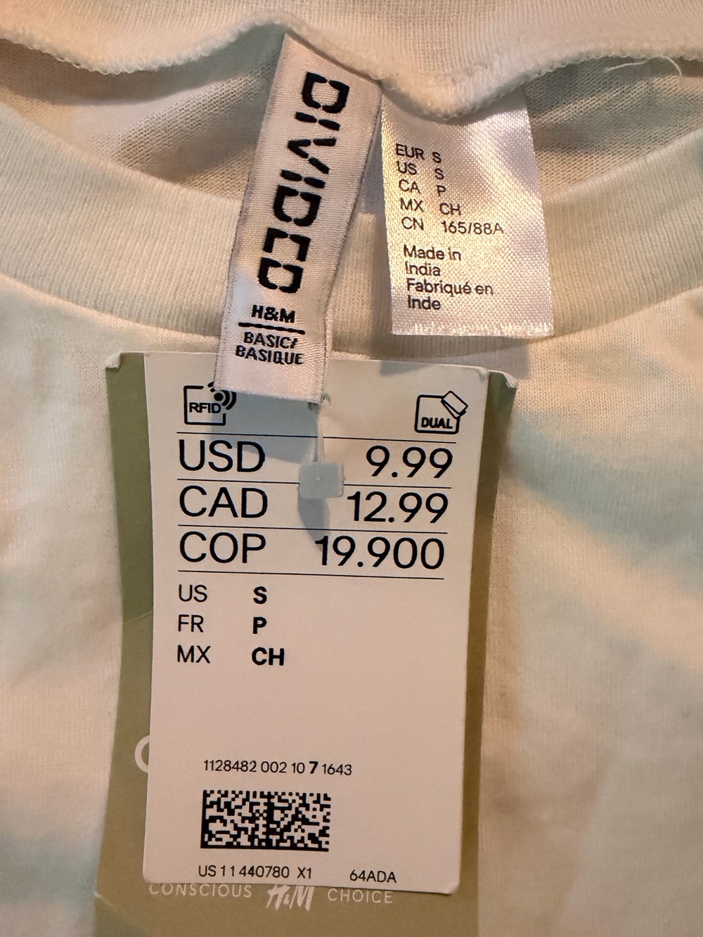 H&M White Cropped Crewneck Tee Size Small NWT - Picture 4 of 4